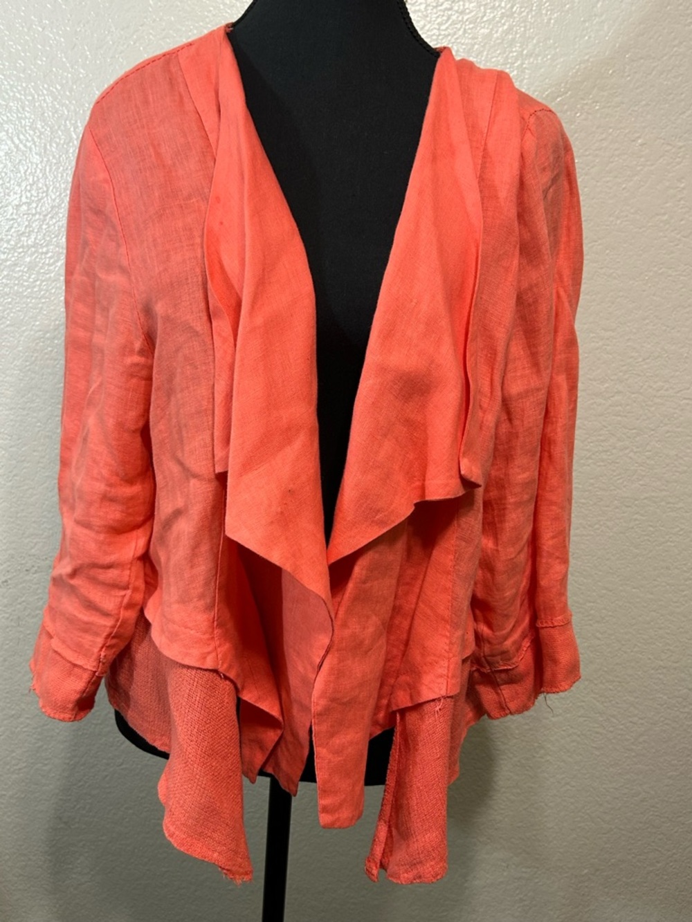 Coral Draped Open-Front Blazer Jacket